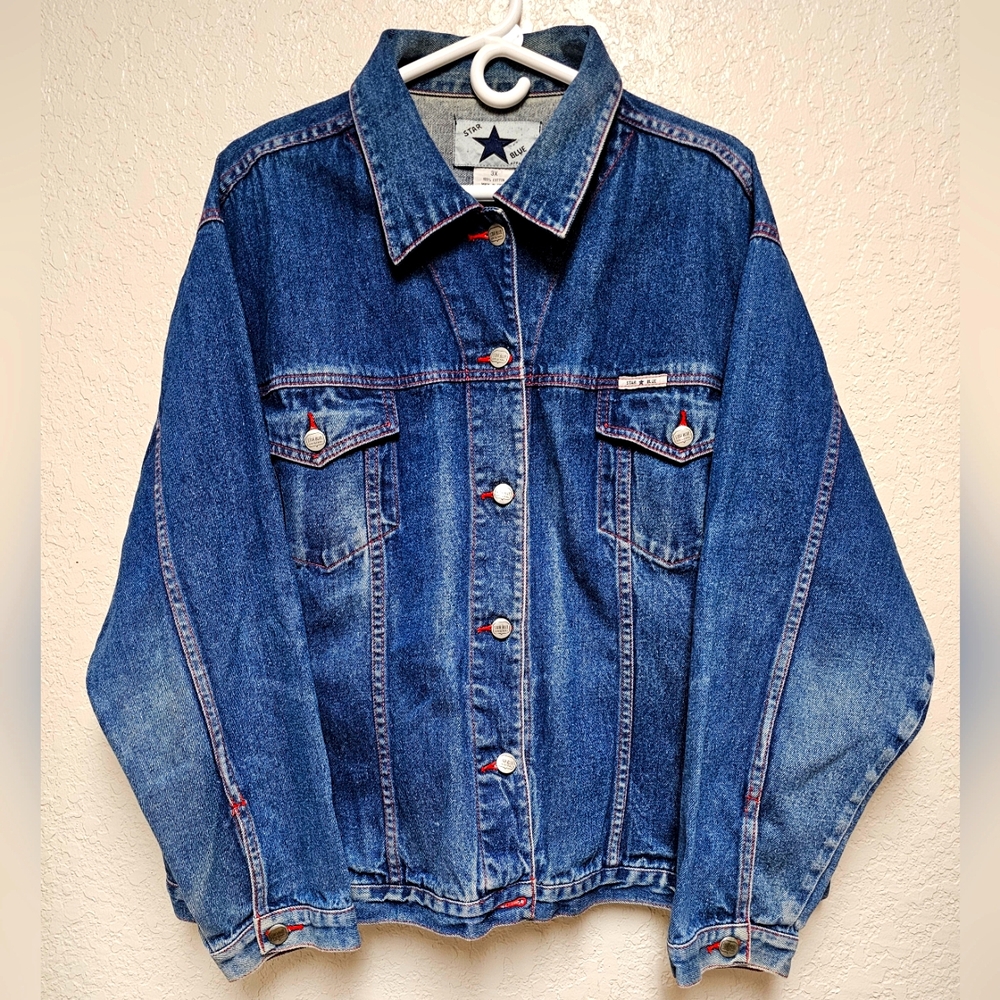 Vintage Star Blue 3XL Denim Jean Jacket 1980's